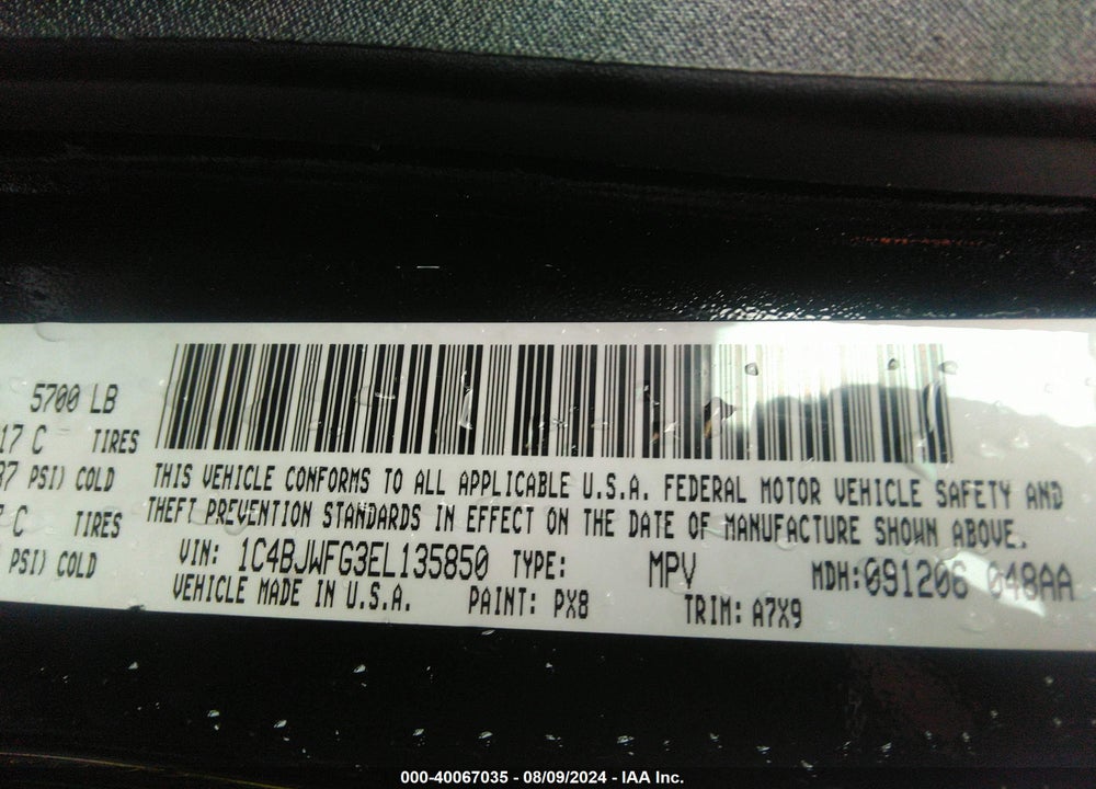 2014 JEEP WRANGLER UNLIMITED RUBICON VIN: 1C4BJWFG3EL135850