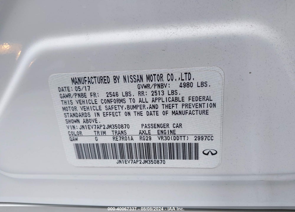 2018 INFINITI Q50 3.0T LUXE VIN: JN1EV7AP2JM350870