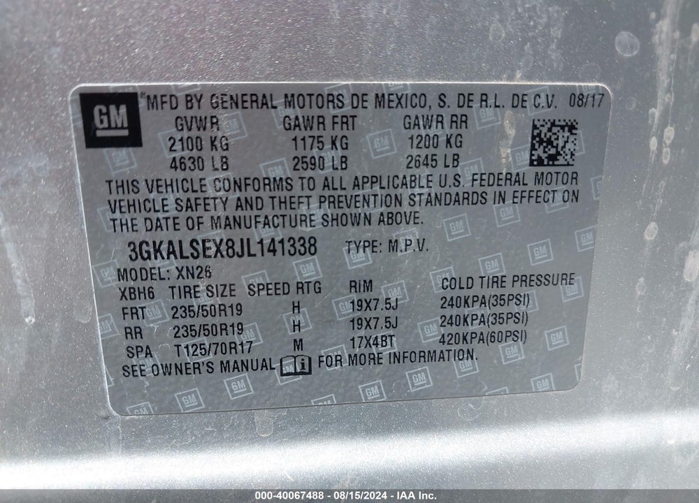 2018 GMC TERRAIN DENALI VIN: 3GKALSEX8JL141338