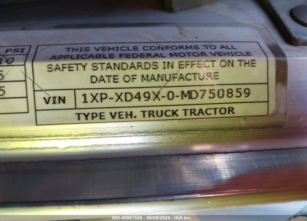 2021 PETERBILT 389 VIN: 1XPXD49X0MD750859
