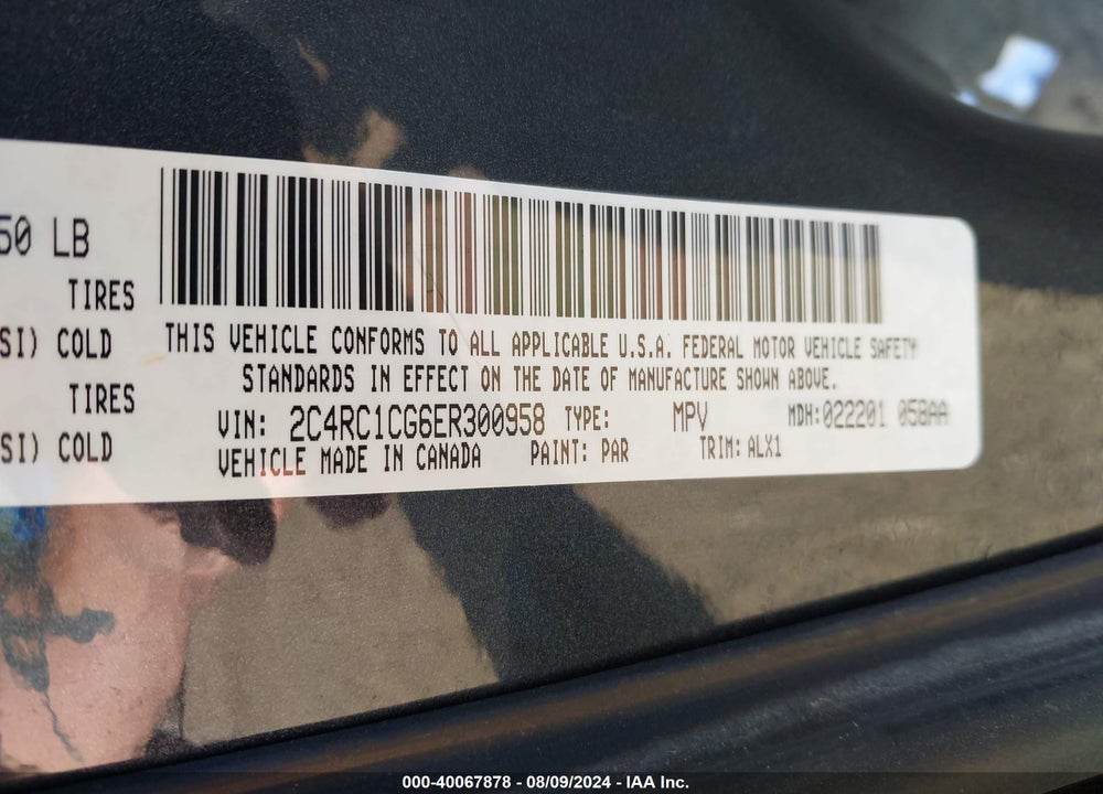 2014 CHRYSLER TOWN & COUNTRY TOURING-L VIN: 2C4RC1CG6ER300958