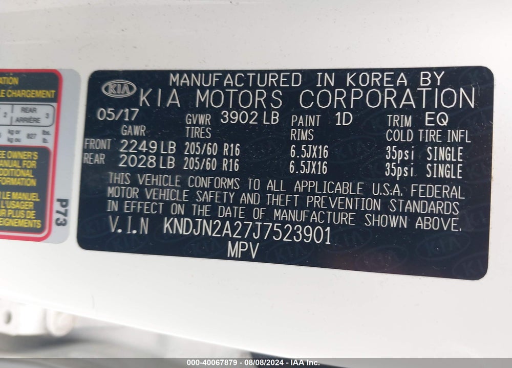 2018 KIA SOUL VIN: KNDJN2A27J7523901