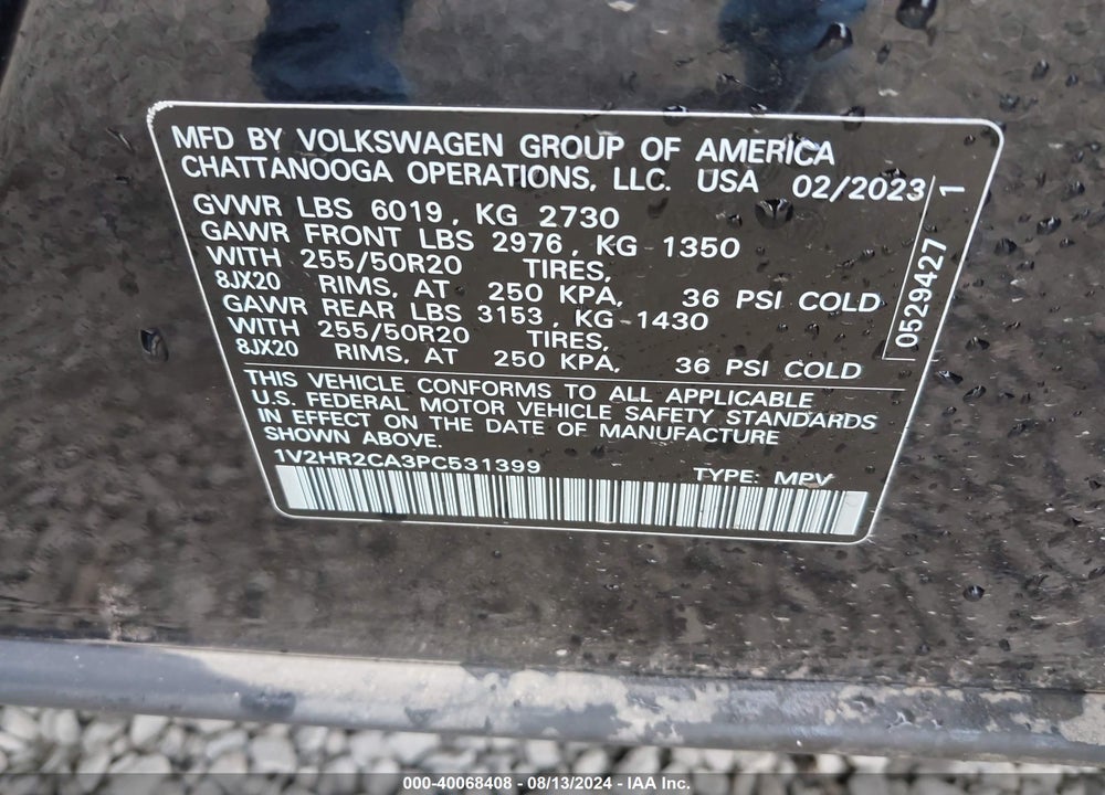 2023 VOLKSWAGEN ATLAS 3.6L V6 SE W/TECHNOLOGY VIN: 1V2HR2CA3PC531399