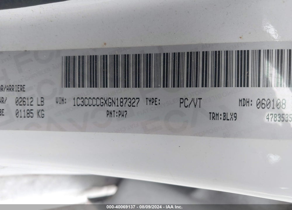 2016 CHRYSLER 200 C VIN: 1C3CCCCGXGN187327