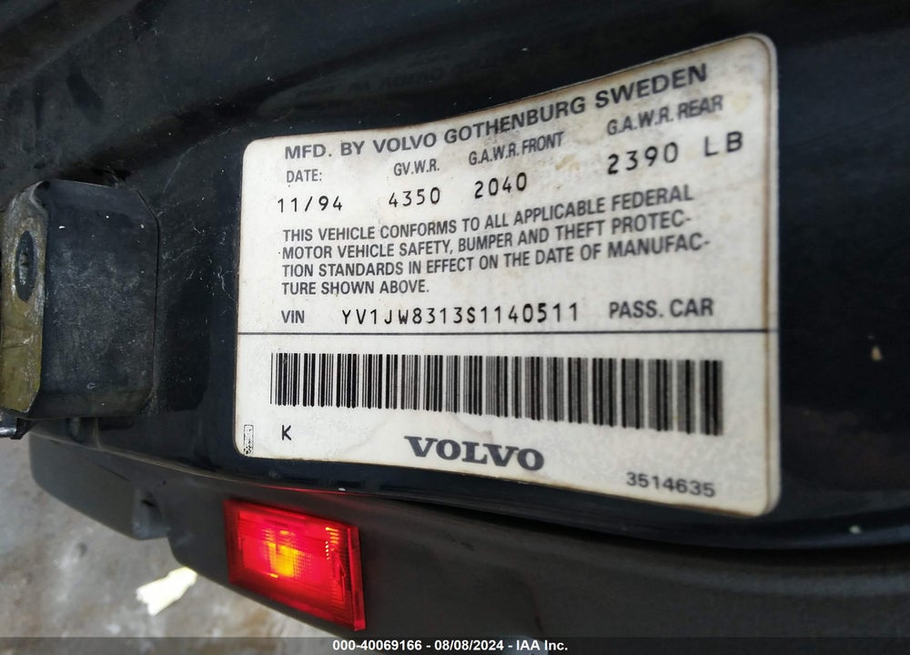 1995 VOLVO 940 VIN: YV1JW8313S1140511