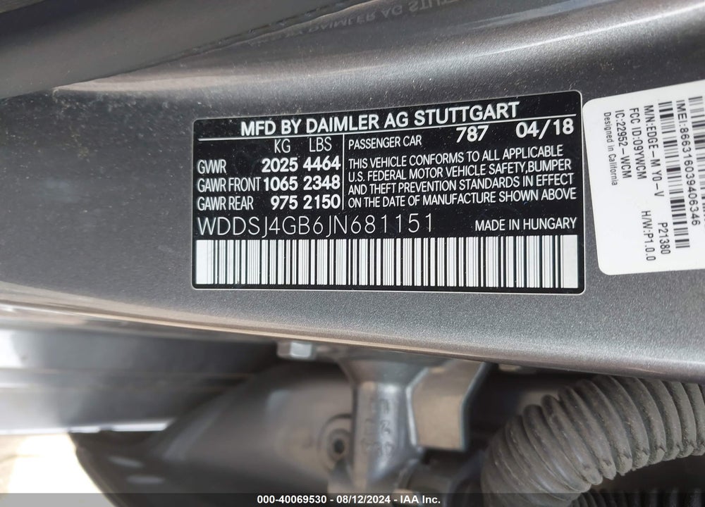 2018 MERCEDES-BENZ CLA 250 4MATIC VIN: WDDSJ4GB6JN681151