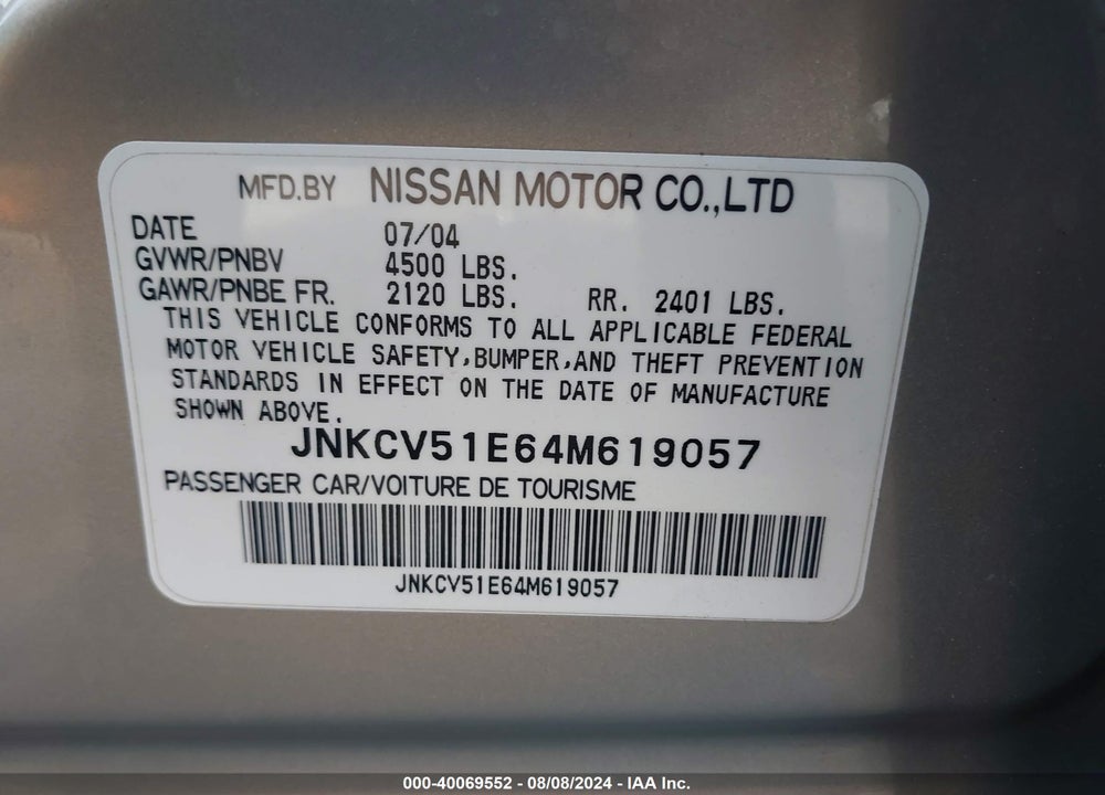 2004 INFINITI G35 VIN: JNKCV51E64M619057