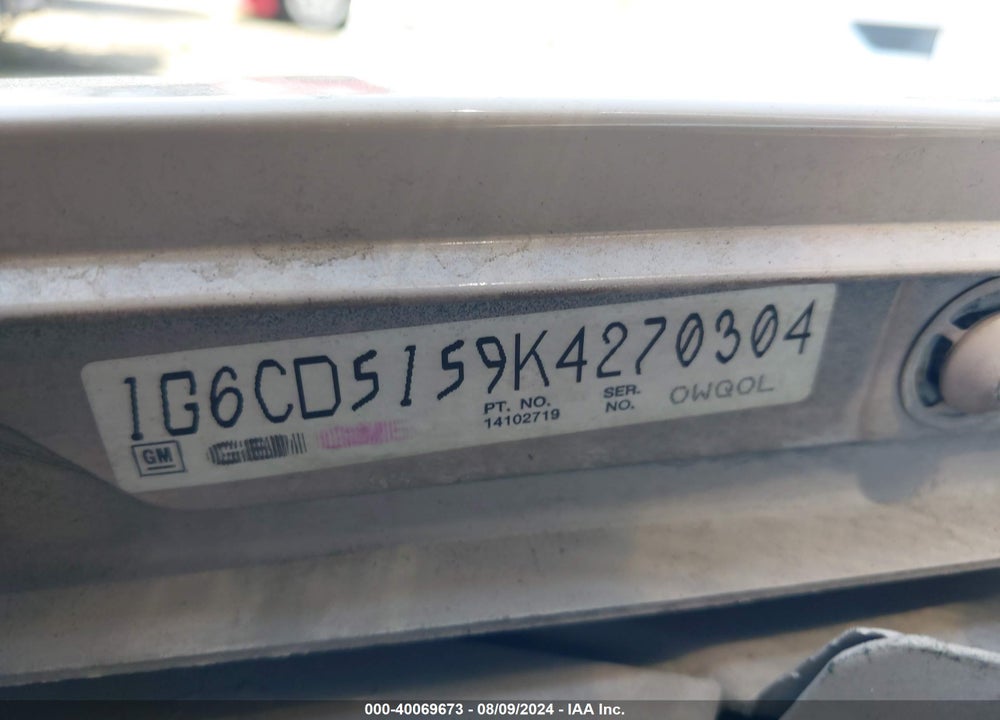 1989 CADILLAC DEVILLE VIN: 1G6CD5159K4270304