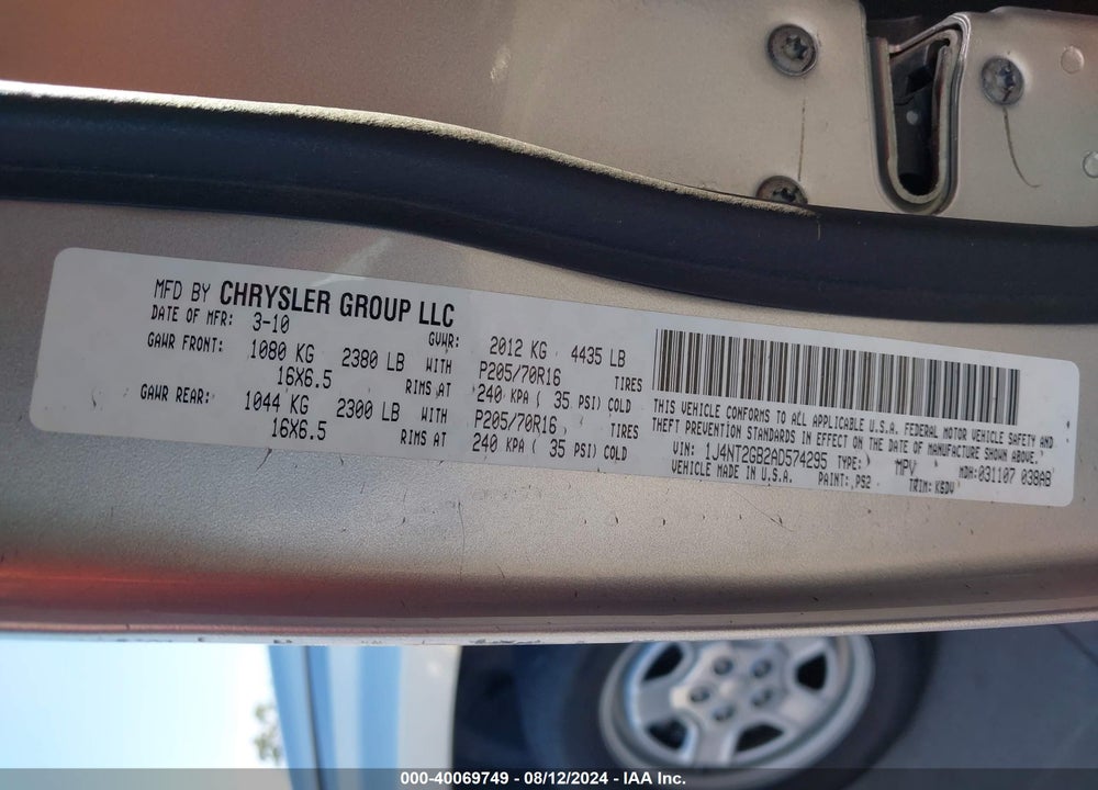 2010 JEEP PATRIOT SPORT VIN: 1J4NT2GB2AD574295