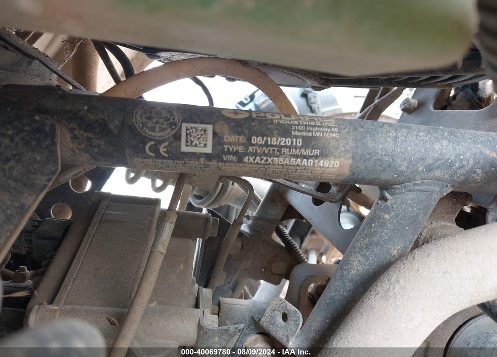 2010 POLARIS SPORTSMAN 550 XP-EPS VIN: 4XAZX55A5AA014920