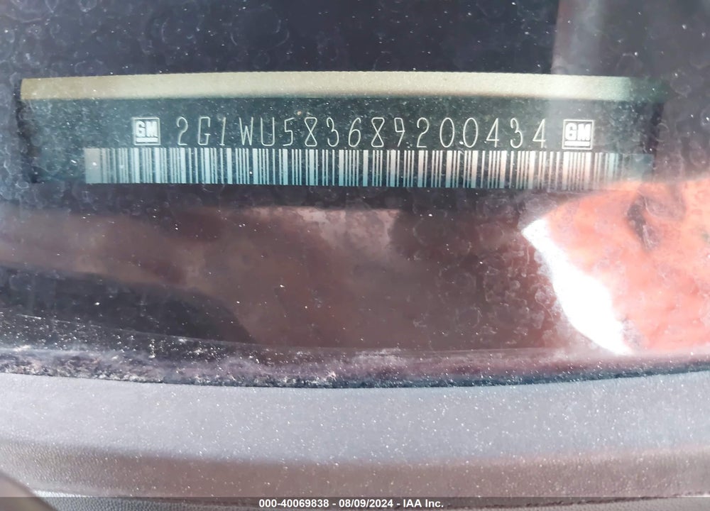 2008 CHEVROLET IMPALA LTZ VIN: 2G1WU583689200434