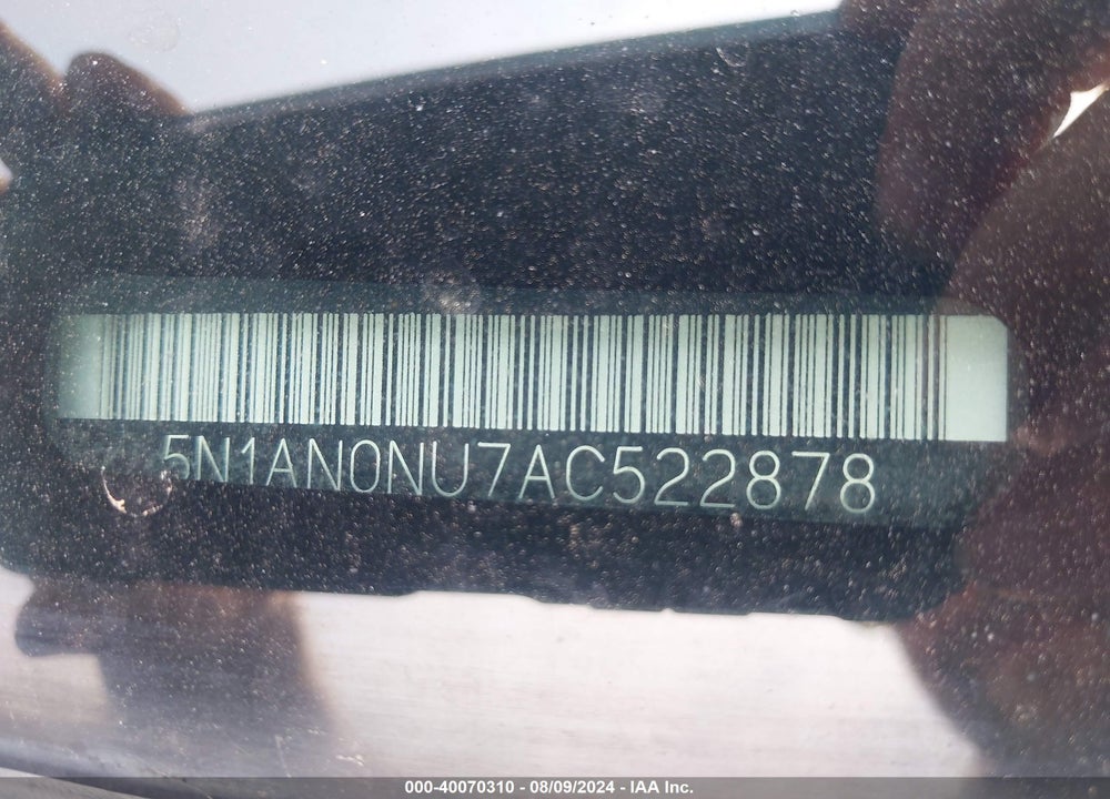 2010 NISSAN XTERRA S/SE/X VIN: 5N1AN0NU7AC522878