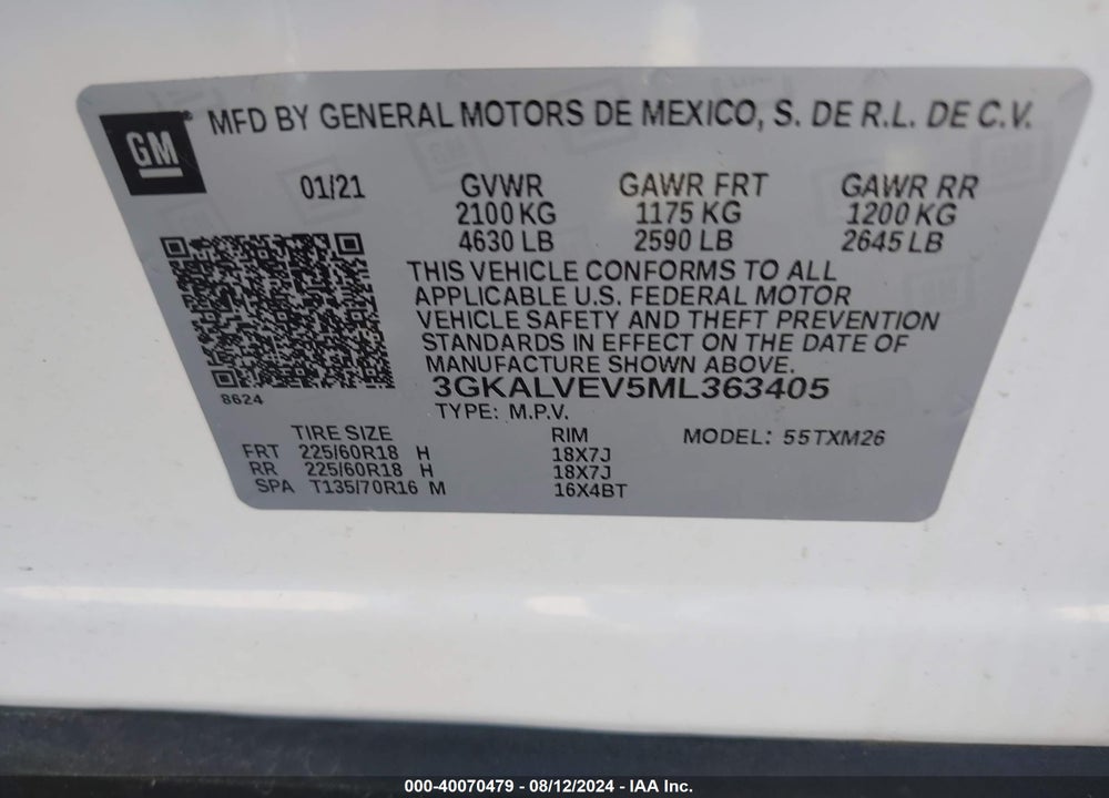 2021 GMC TERRAIN AWD SLT VIN: 3GKALVEV5ML363405
