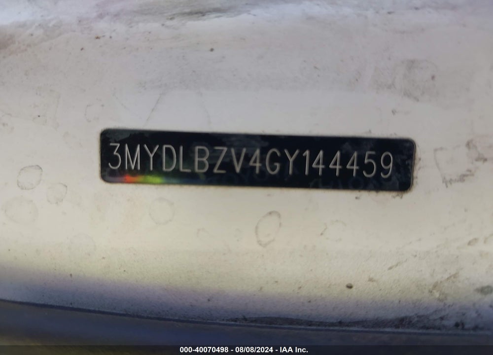 2016 SCION IA VIN: 3MYDLBZV4GY144459