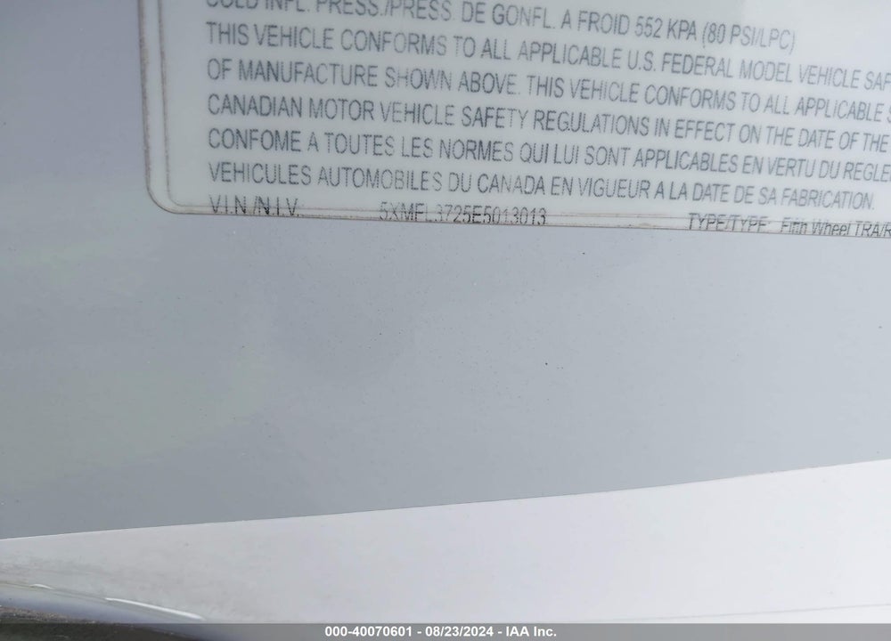 2014 OPEN RANGE ROAMER 387 VIN: 5XMFL3725E5013013
