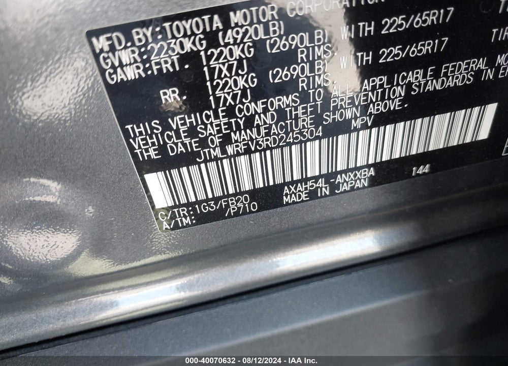 2024 TOYOTA RAV4 HYBRID LE VIN: JTMLWRFV3RD245304
