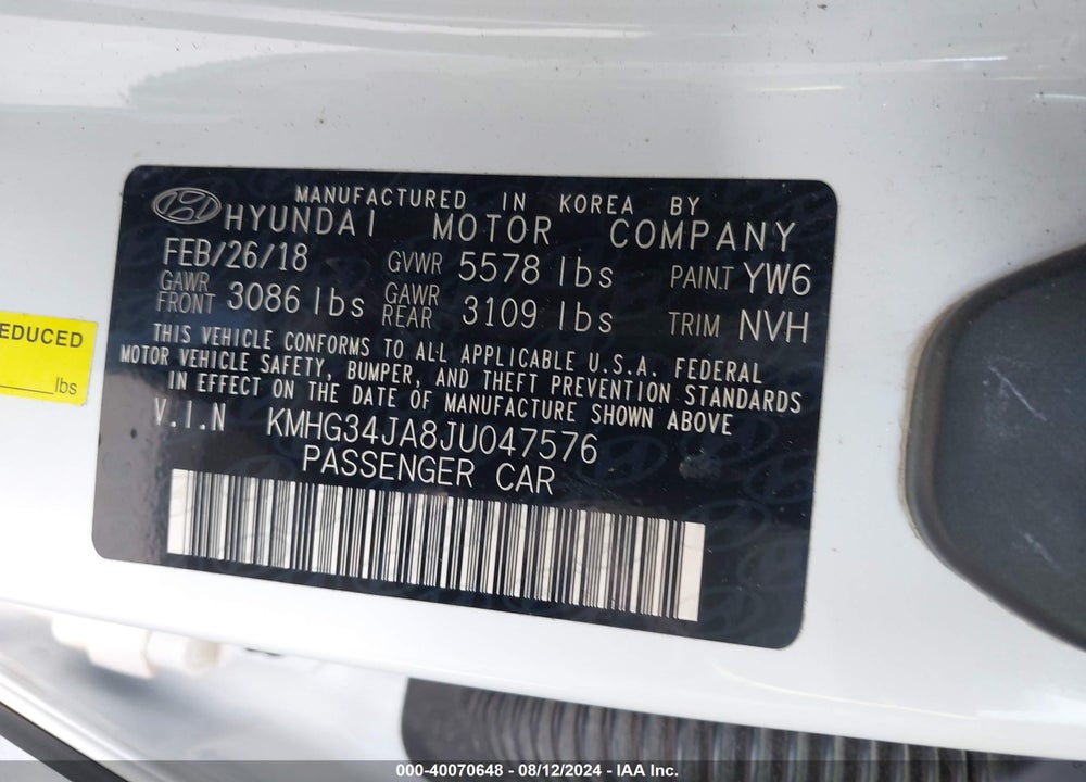 2018 GENESIS G90 3.3T PREMIUM VIN: KMHG34JA8JU047576