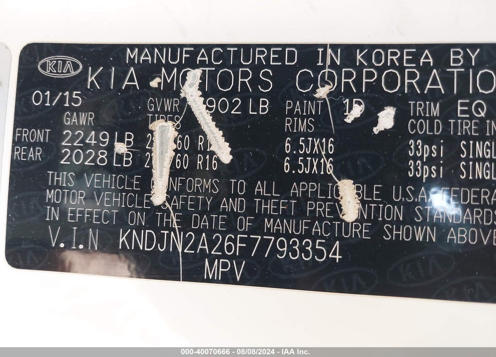 2015 KIA SOUL VIN: KNDJN2A26F7793354