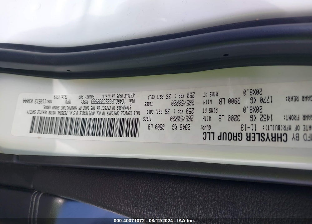 2014 DODGE DURANGO SXT VIN: 1C4RDJAG3EC332663