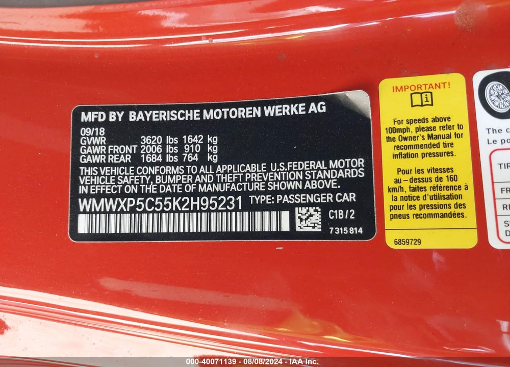2019 MINI HARDTOP COOPER VIN: WMWXP5C55K2H95231