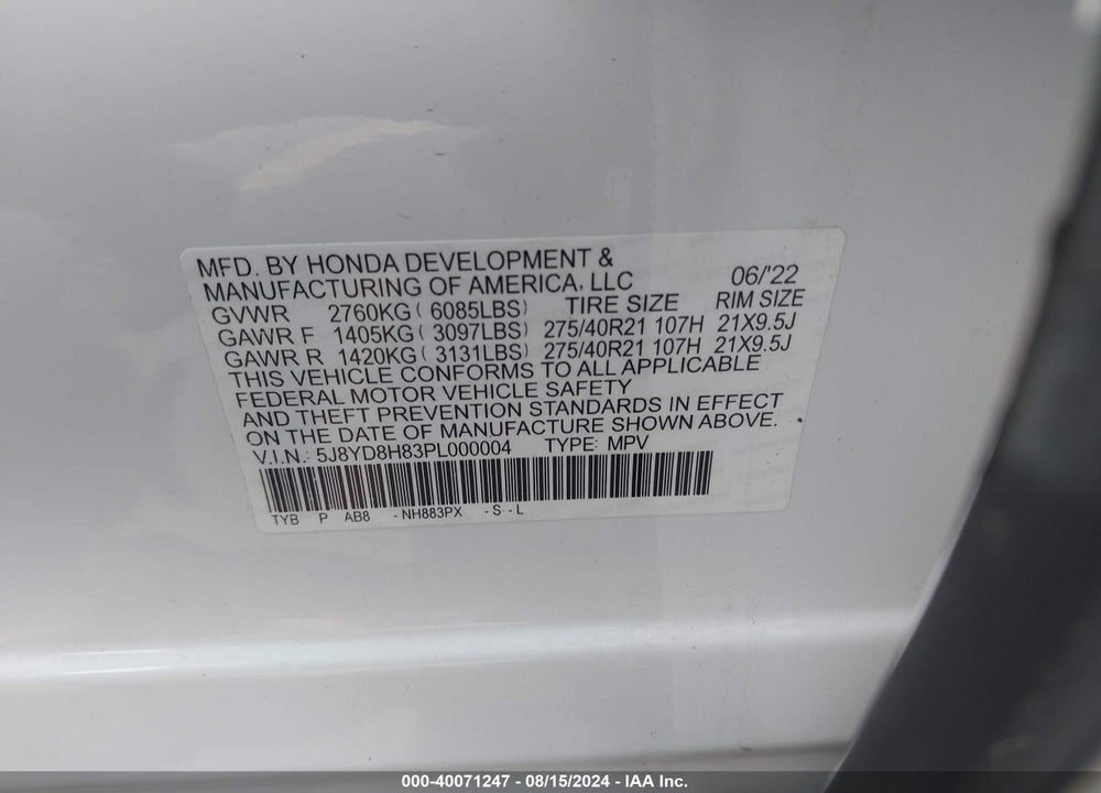 2023 ACURA MDX TYPE S W/ADVANCE PACKAGE VIN: 5J8YD8H83PL000004