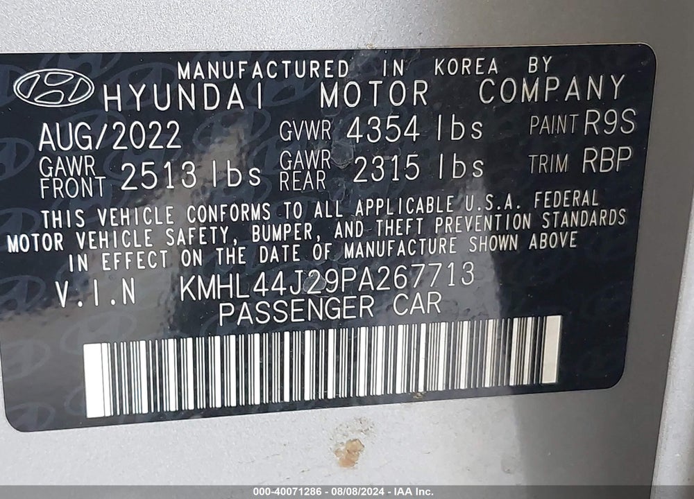 2023 HYUNDAI SONATA SEL PLUS VIN: KMHL44J29PA267713
