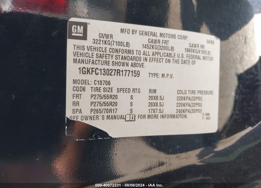 2008 GMC YUKON XL 1500 VIN: 1GKFK163X8R155386