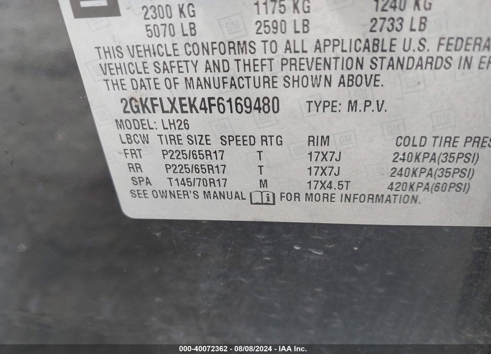 2015 GMC TERRAIN SLT-1 VIN: 2GKFLXEK4F6169480