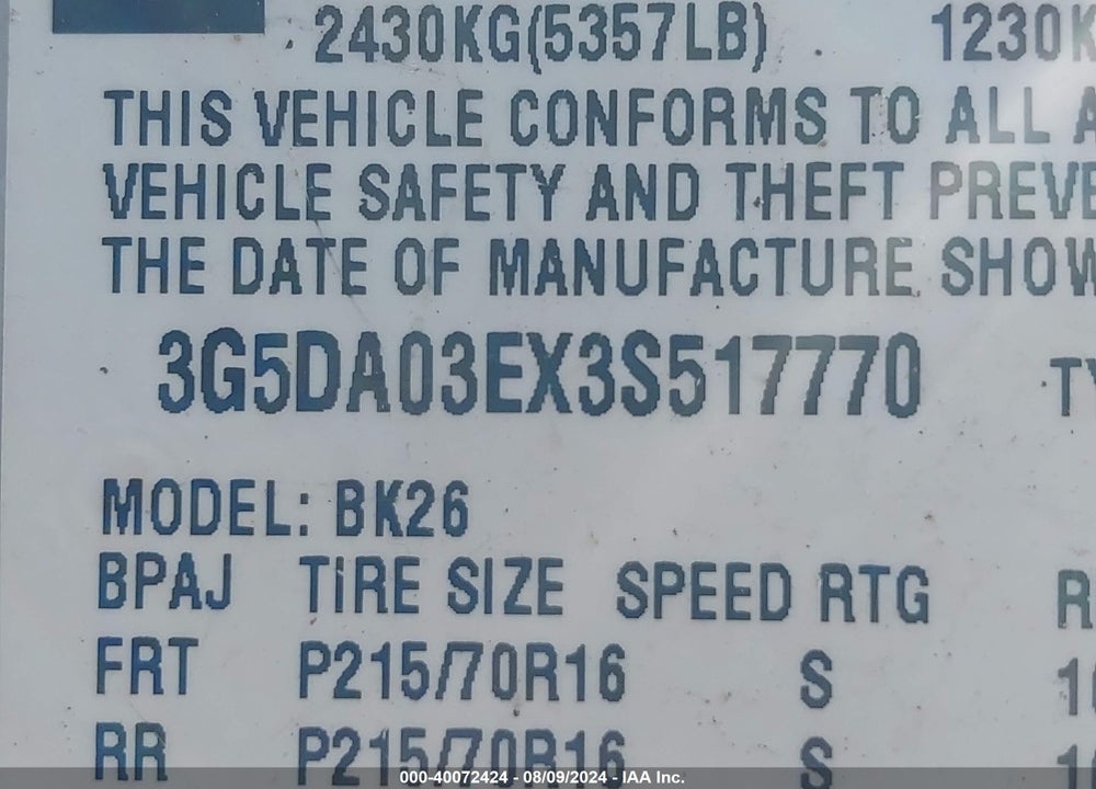 2003 BUICK RENDEZVOUS CXL VIN: 3G5DA03EX3S517770