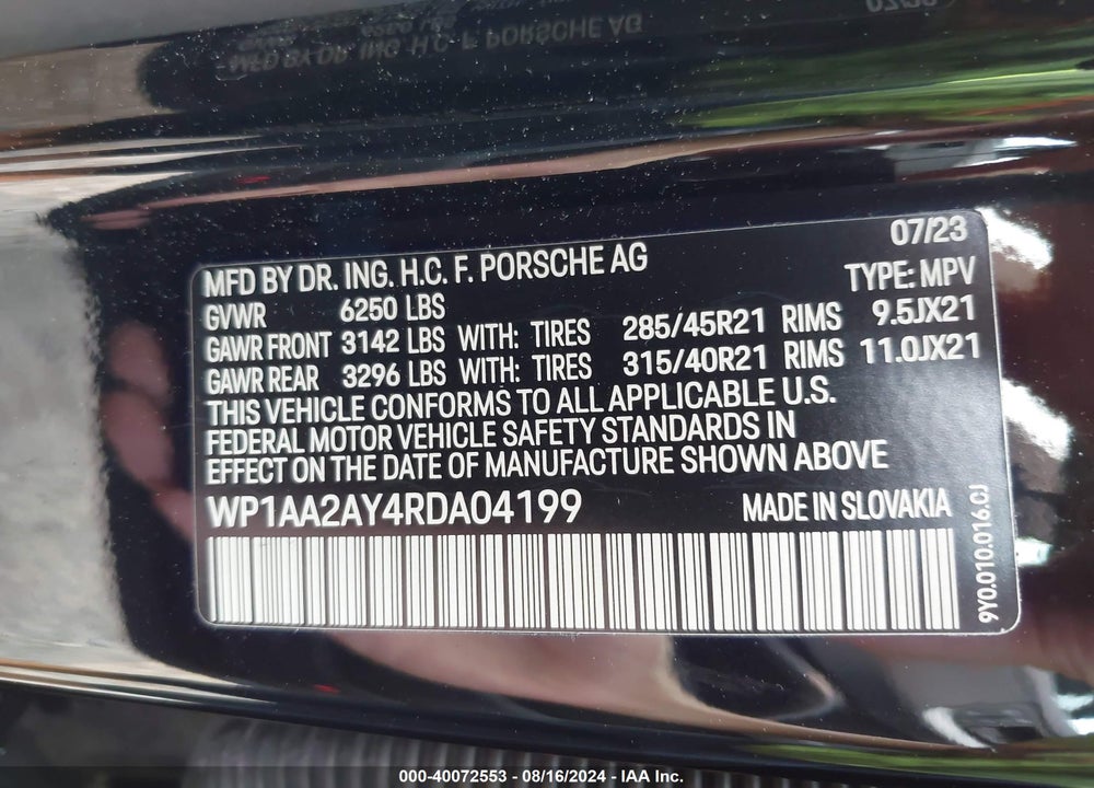 2024 PORSCHE CAYENNE VIN: WP1AA2AY4RDA04199