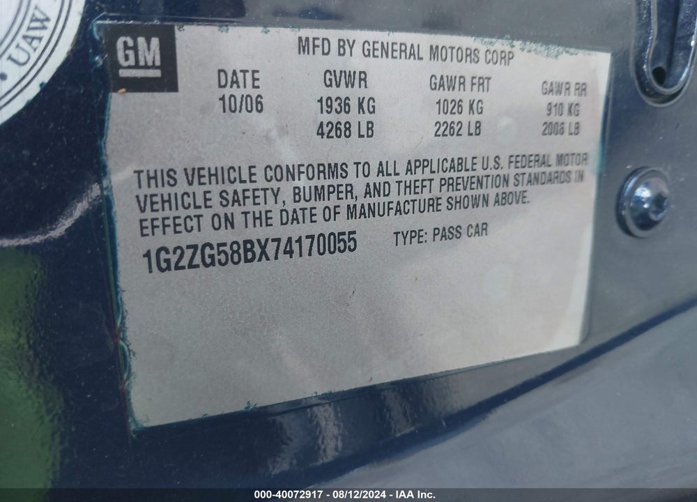 2009 PONTIAC G6 VIN: 1G2ZG57B794214890