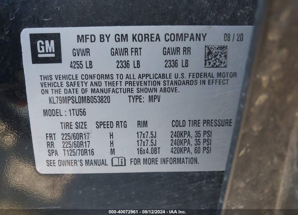 2021 CHEVROLET TRAILBLAZER FWD LT VIN: KL79MPSL0MB053820