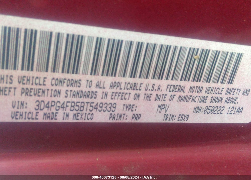 2011 DODGE JOURNEY EXPRESS VIN: 3D4PG4FB5BT549339