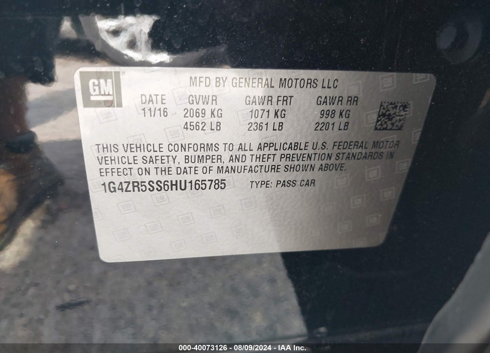 2017 BUICK LACROSSE PREMIUM VIN: 1G4ZR5SS6HU165785