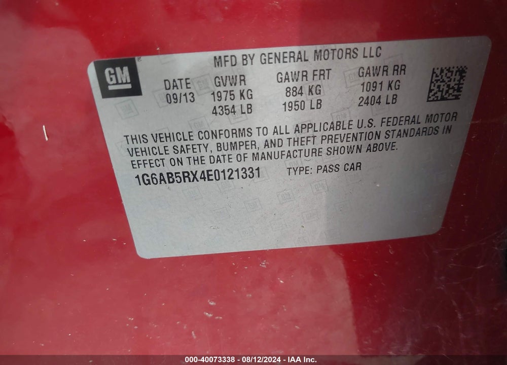 2014 CADILLAC ATS LUXURY VIN: 1G6AB5RX4E0121331