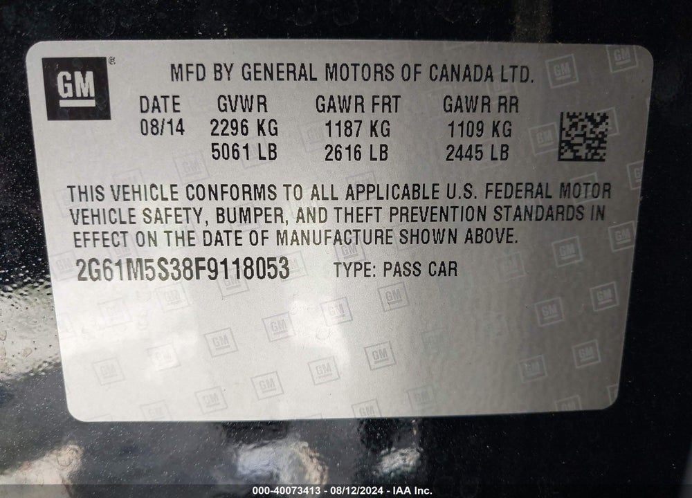 2015 CADILLAC XTS LUXURY VIN: 2G61M5S38F9118053