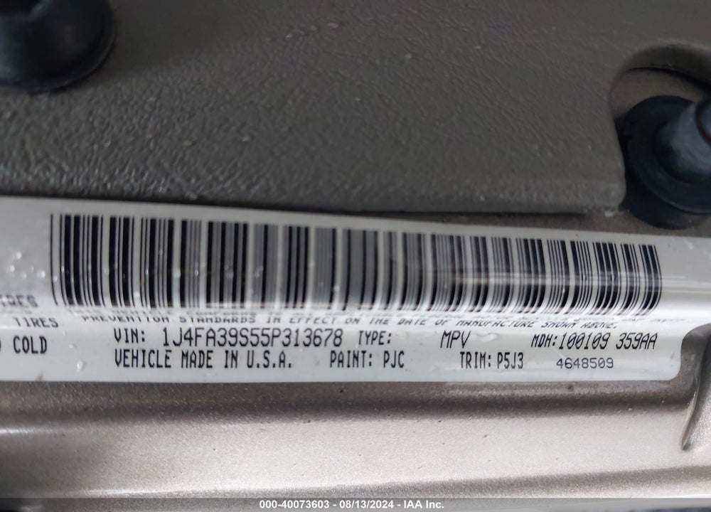 2005 JEEP WRANGLER X VIN: 1J4FA39S55P313678
