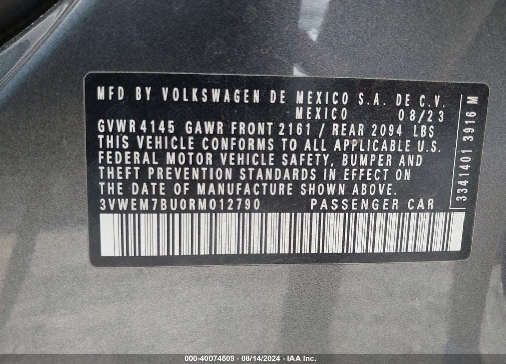 2024 VOLKSWAGEN JETTA 1.5T SE VIN: 3VWEM7BU0RM012790