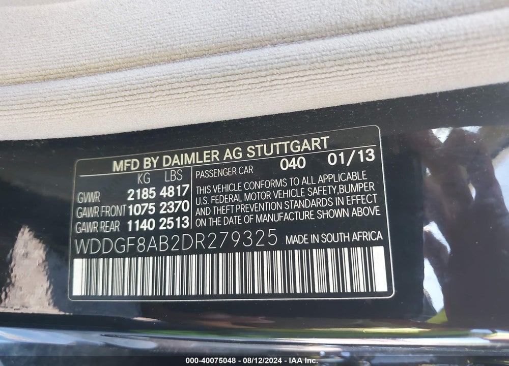2013 MERCEDES-BENZ C 300 LUXURY 4MATIC/SPORT 4MATIC VIN: WDDGF8AB2DR279325