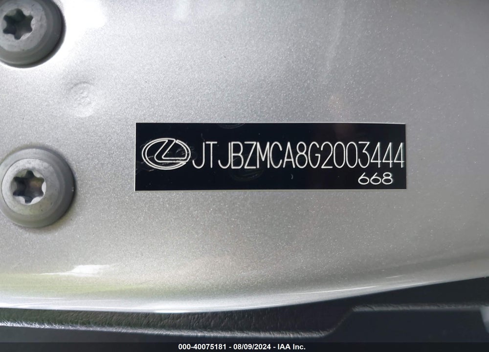 2016 LEXUS RX 350 VIN: JTJBZMCA8G2003444