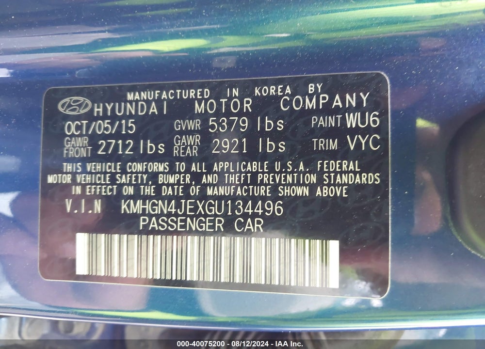 2016 HYUNDAI GENESIS 3.8 VIN: KMHGN4JEXGU134496