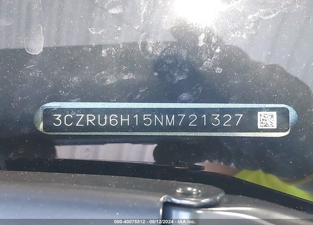 2022 HONDA HR-V AWD SPORT VIN: 3CZRU6H15NM721327