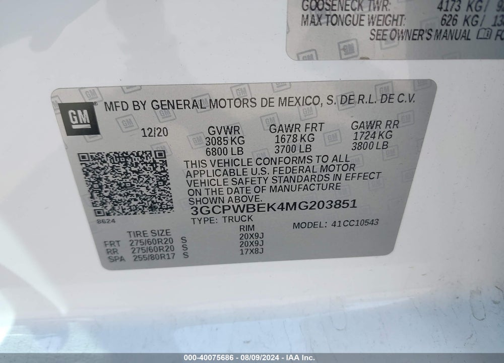 2021 CHEVROLET SILVERADO 1500 2WD SHORT BED CUSTOM VIN: 3GCPWBEK4MG203851