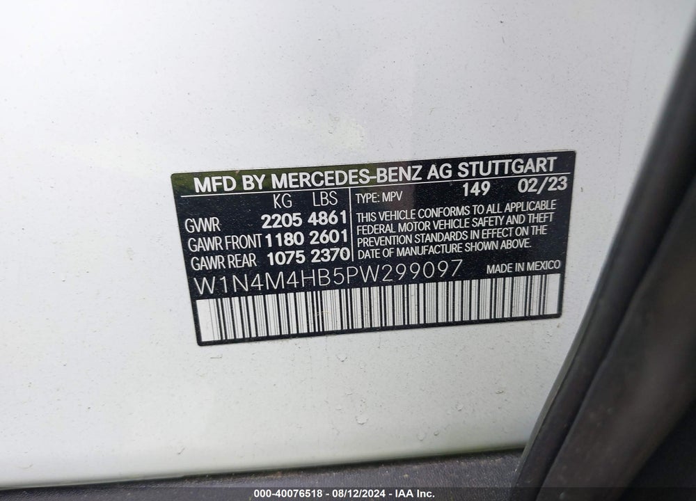 2023 MERCEDES-BENZ GLB 250 4MATIC VIN: W1N4M4HB5PW299097