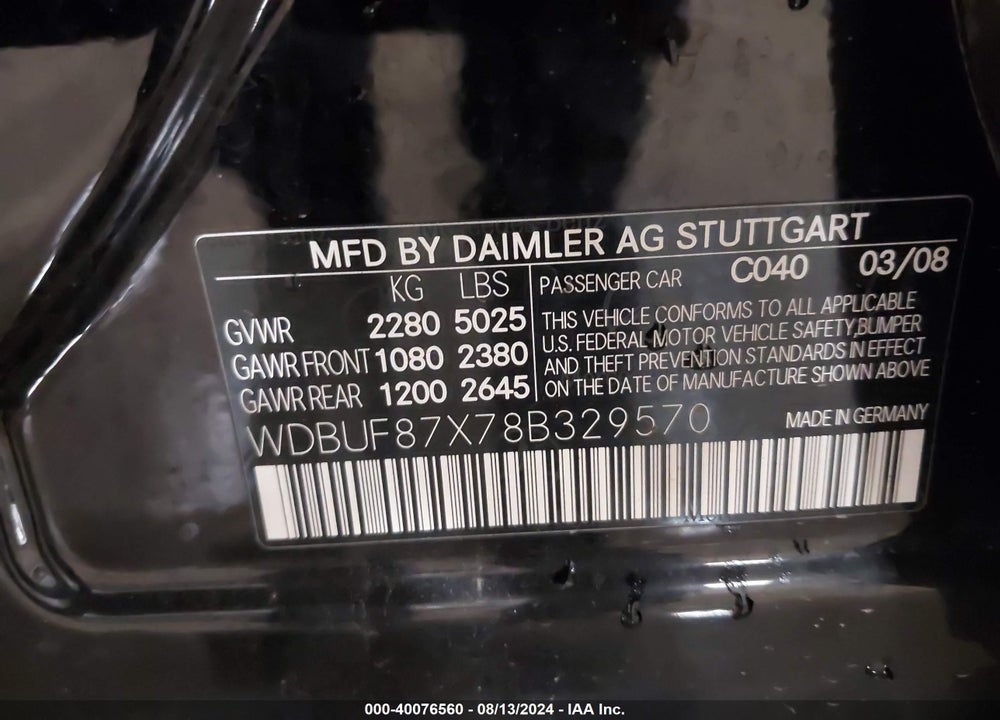 2008 MERCEDES-BENZ E 350 4MATIC VIN: WDBUF87X78B329570