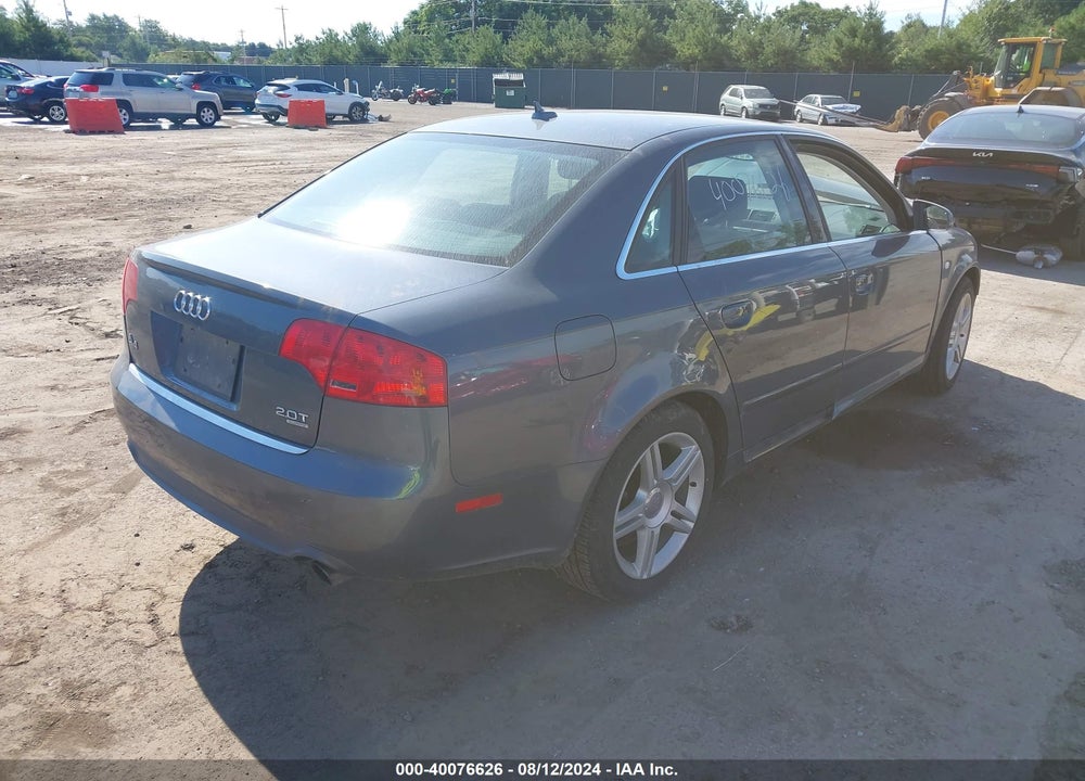 2008 AUDI A4 2.0T VIN: WAUDF78E58A027626