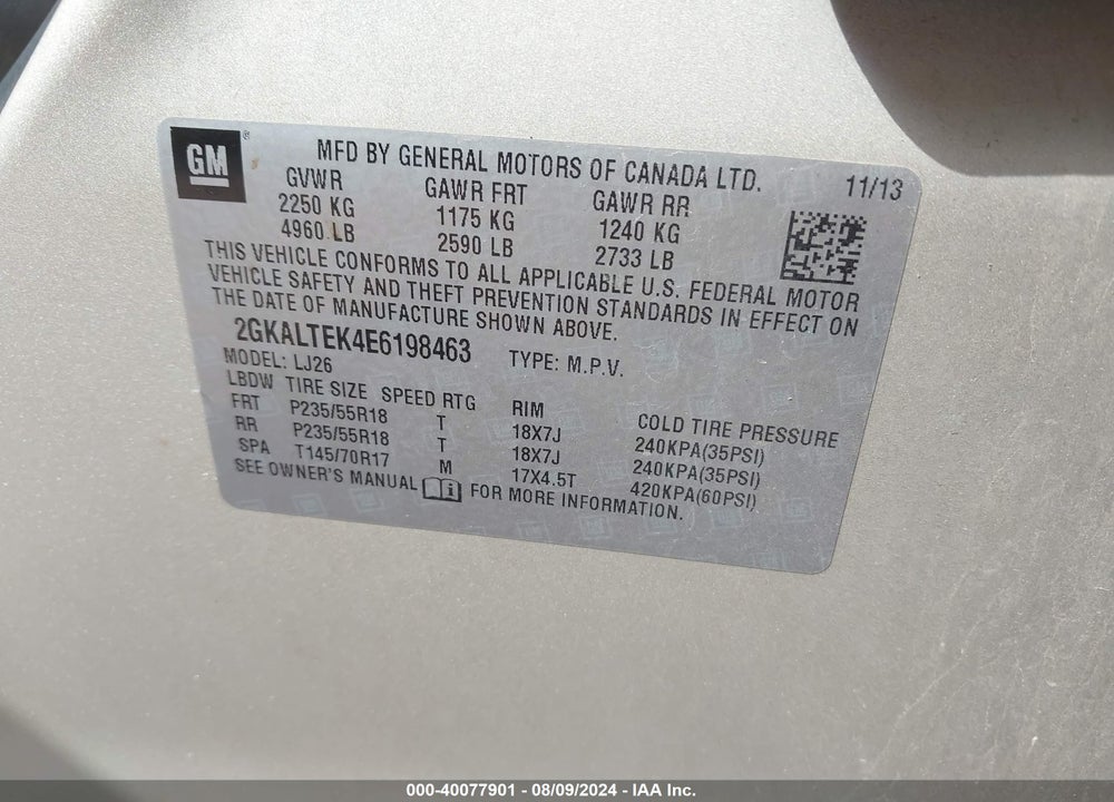 2014 GMC TERRAIN SLT-2 VIN: 2GKALTEK4E6198463