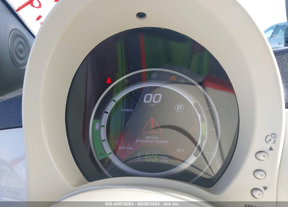 2013 FIAT 500E BATTERY ELECTRIC VIN: 3C3CFFGE1DT744462