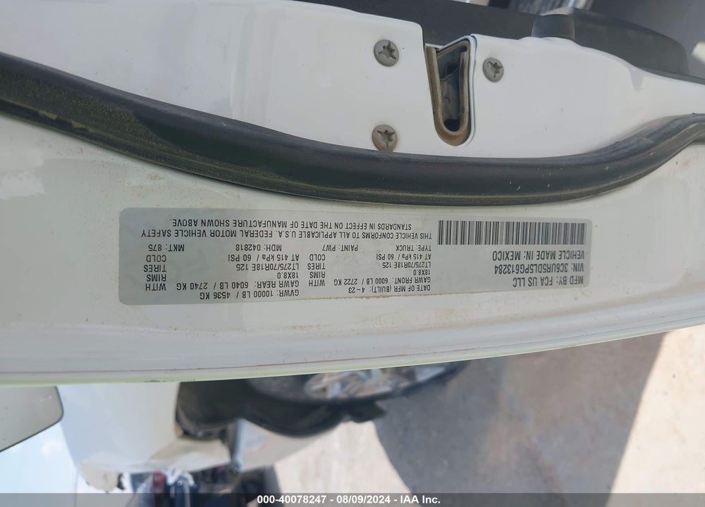 2023 RAM 2500 VIN: 3C6UR5DL5PG613284