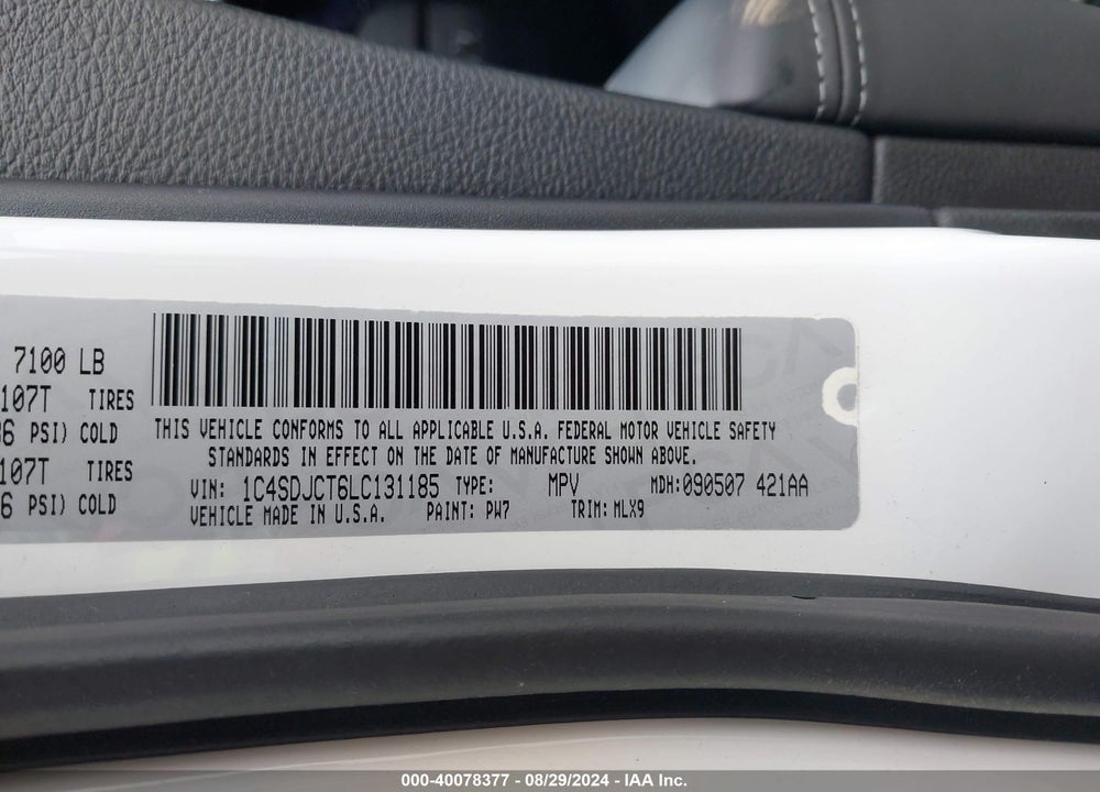 2020 DODGE DURANGO R/T AWD VIN: 1C4SDJCT6LC131185